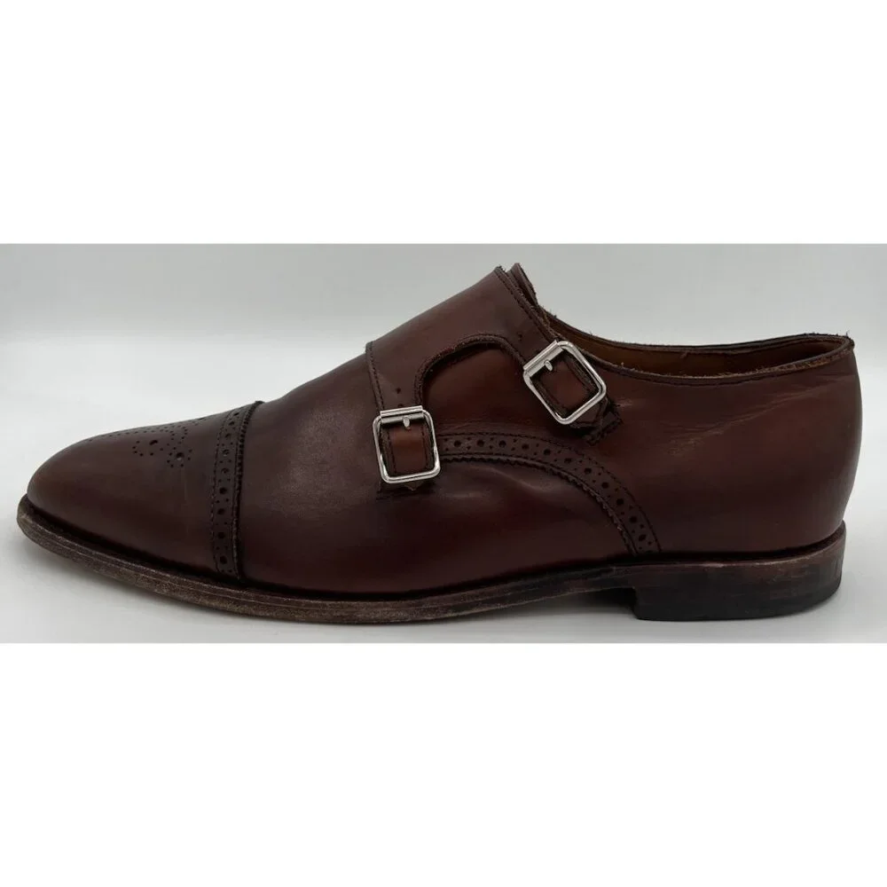 Allen Edmonds St. Johns Brown Leather Double Monk Strap Cap Toe Shoes Size 11D